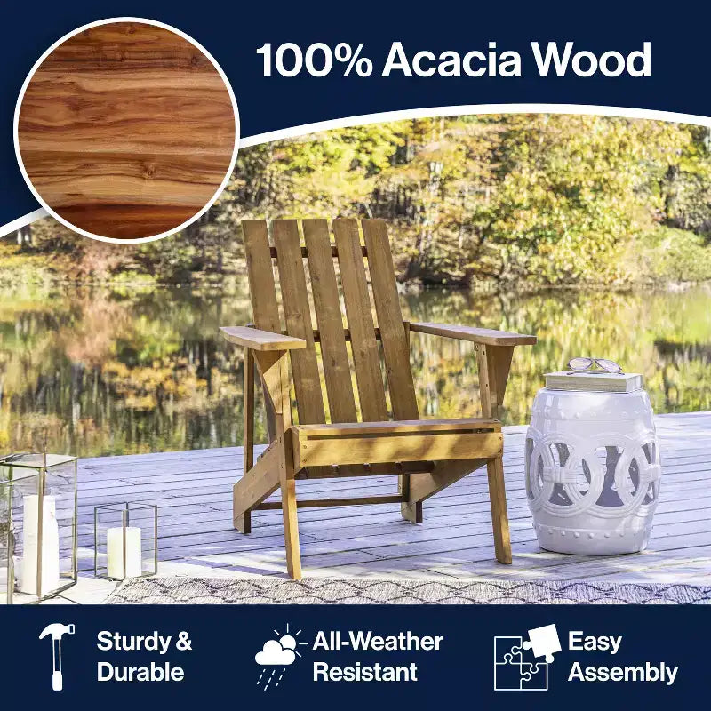 Sedia Adirondack moderna Irving in legno di acacia per esterni - JONATHAN Y