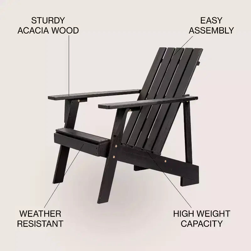 Sedia Adirondack moderna Irving in legno di acacia per esterni - JONATHAN Y