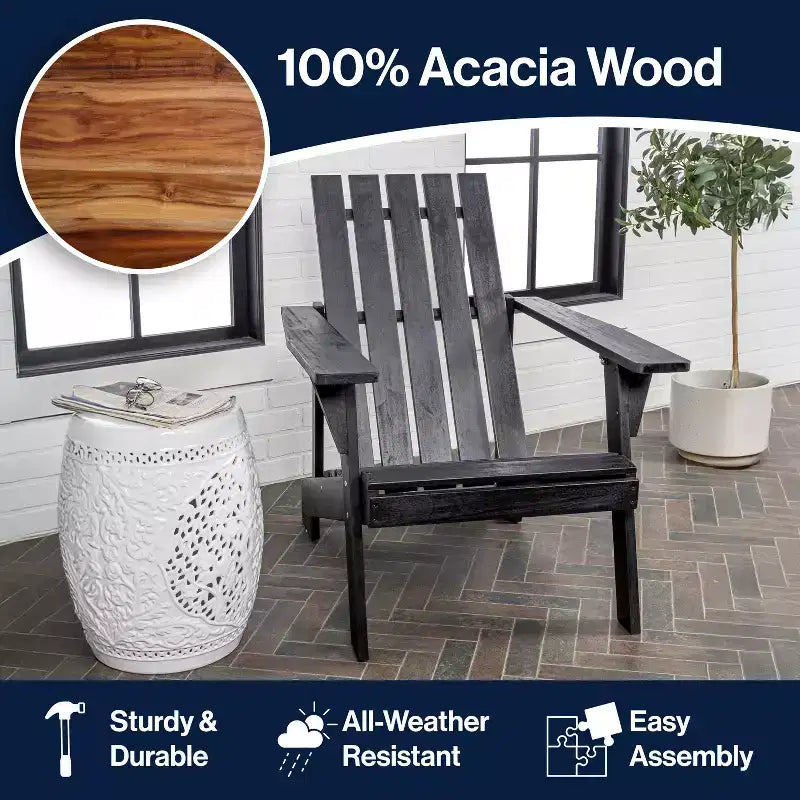 Sedia Adirondack moderna Irving in legno di acacia per esterni - JONATHAN Y
