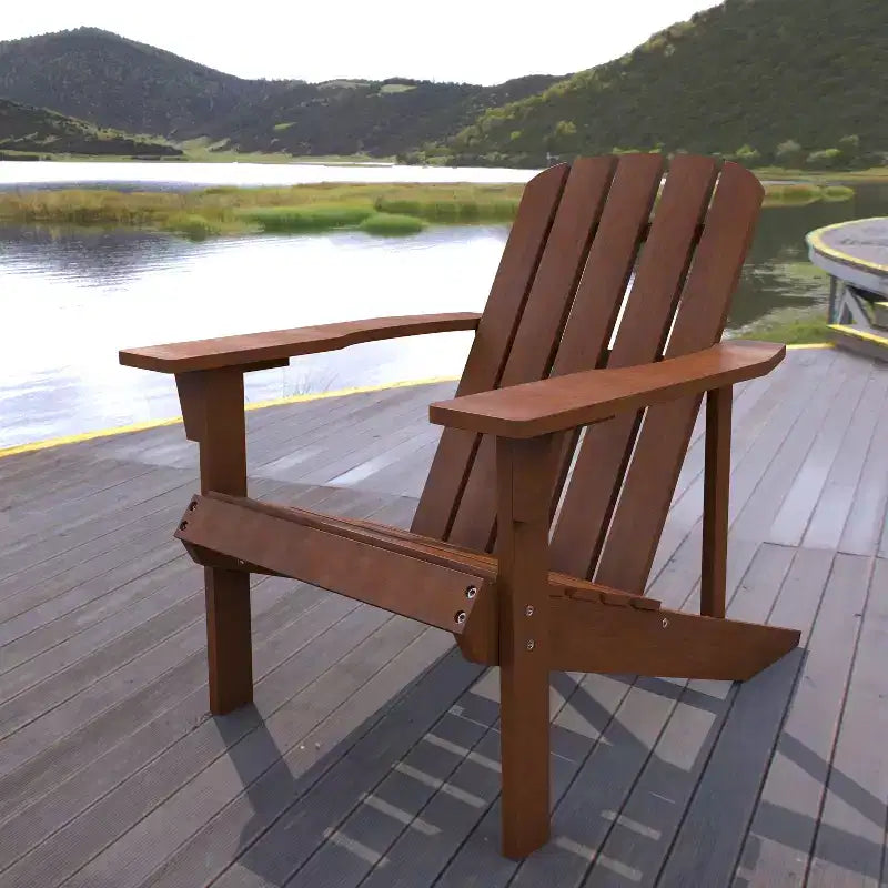 Chaise Adirondack traditionnelle en bois d'acacia pour patio Westport - JONATHAN Y