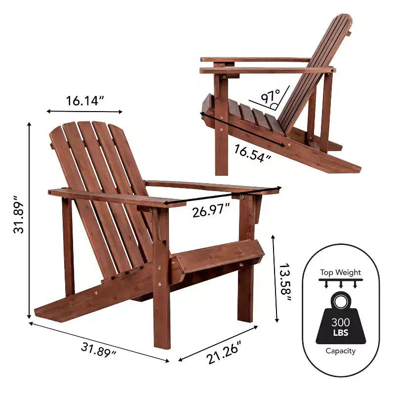 Chaise Adirondack traditionnelle en bois d'acacia pour patio Westport - JONATHAN Y