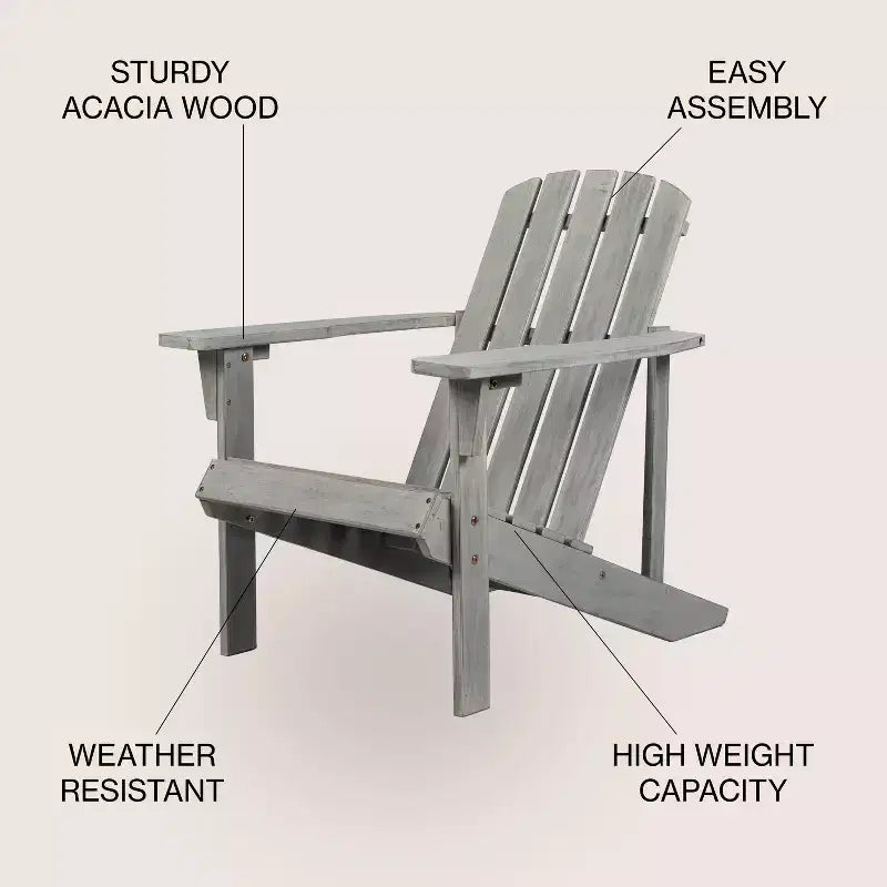 Chaise Adirondack traditionnelle en bois d'acacia pour patio Westport - JONATHAN Y