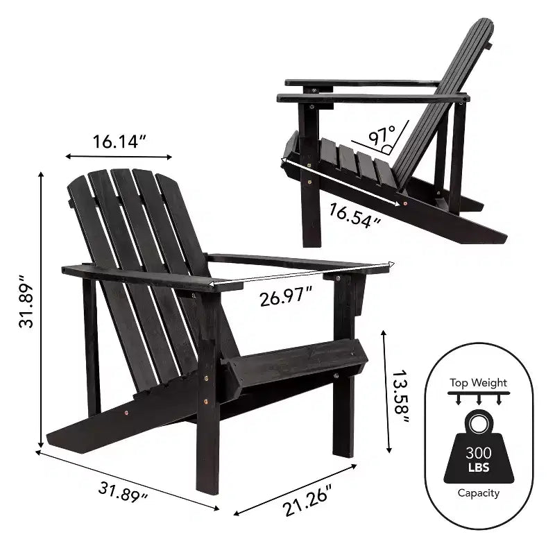 Chaise Adirondack traditionnelle en bois d'acacia pour patio Westport - JONATHAN Y