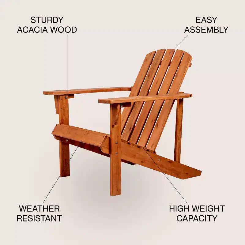 Chaise Adirondack traditionnelle en bois d'acacia pour patio Westport - JONATHAN Y