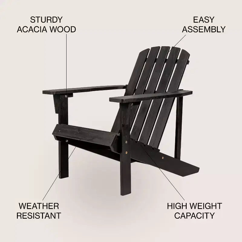 Chaise Adirondack traditionnelle en bois d'acacia pour patio Westport - JONATHAN Y