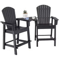 Costway 2pcs HDPE Tall Adirondack Chair Barstools Connecting Tray Patio Footrest