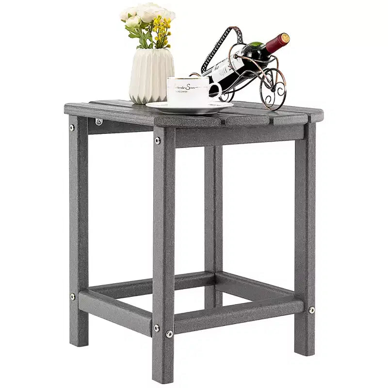 Costway Tavolino Adirondack da Giardino da 18" in HDPE Resistente alle Intemperie Grigio/Nero/Blu Scuro