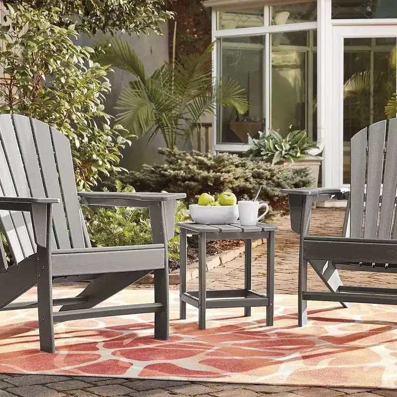 Costway Tavolino Adirondack da Giardino da 18" in HDPE Resistente alle Intemperie Grigio/Nero/Blu Scuro