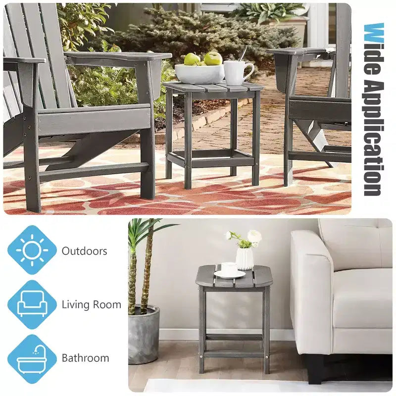 Costway Tavolino Adirondack da Giardino da 18" in HDPE Resistente alle Intemperie Grigio/Nero/Blu Scuro