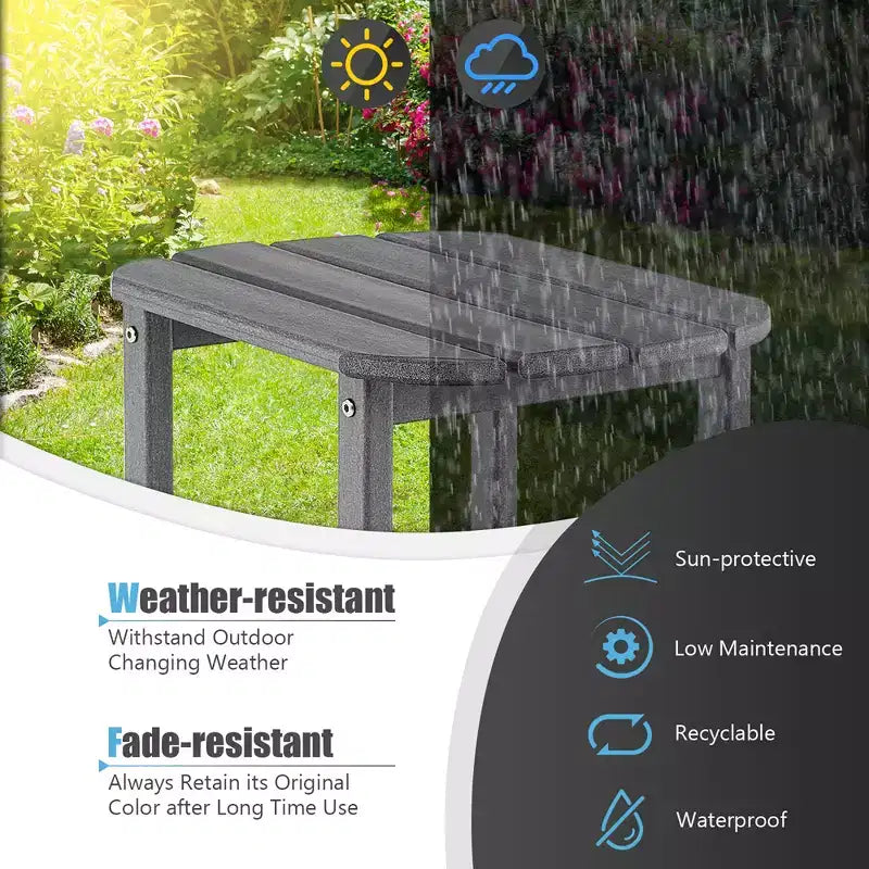 Costway Tavolino Adirondack da Giardino da 18" in HDPE Resistente alle Intemperie Grigio/Nero/Blu Scuro