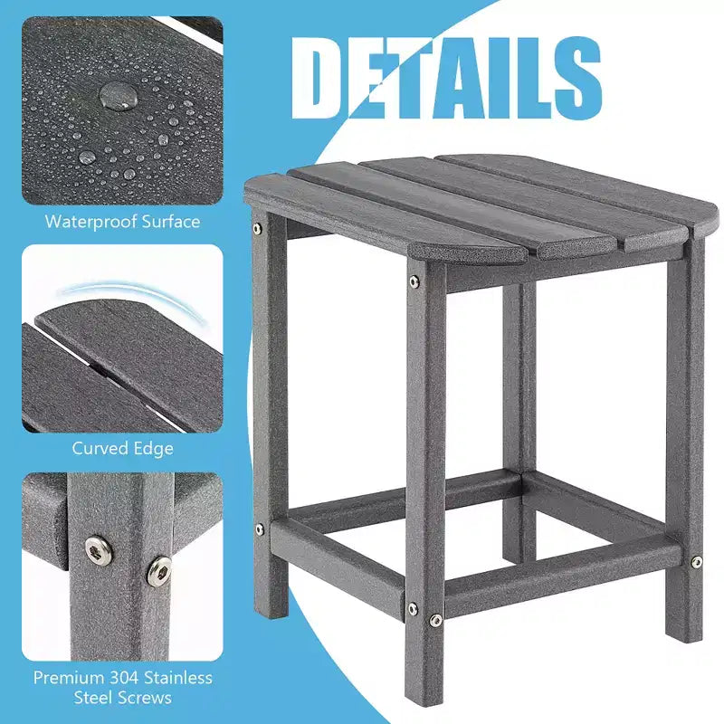 Costway Tavolino Adirondack da Giardino da 18" in HDPE Resistente alle Intemperie Grigio/Nero/Blu Scuro
