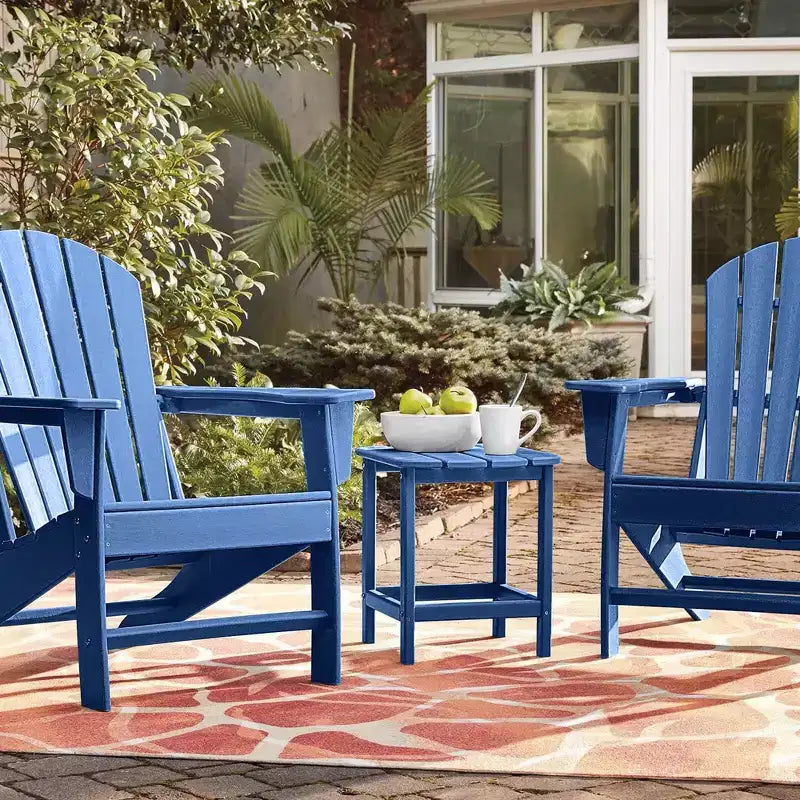 Costway Tavolino Adirondack da Giardino da 18" in HDPE Resistente alle Intemperie Grigio/Nero/Blu Scuro