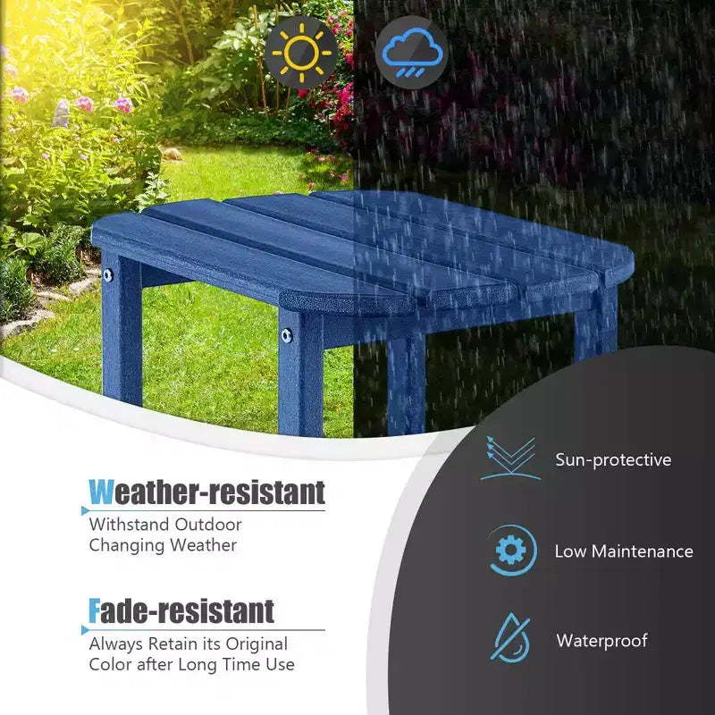 Costway Tavolino Adirondack da Giardino da 18" in HDPE Resistente alle Intemperie Grigio/Nero/Blu Scuro
