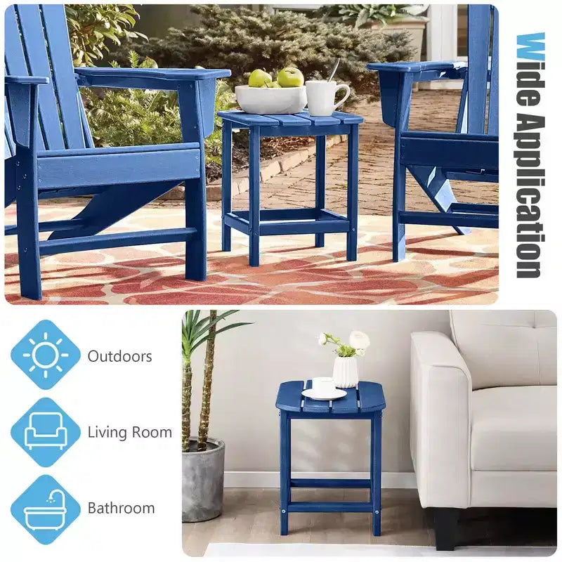 Costway Tavolino Adirondack da Giardino da 18" in HDPE Resistente alle Intemperie Grigio/Nero/Blu Scuro