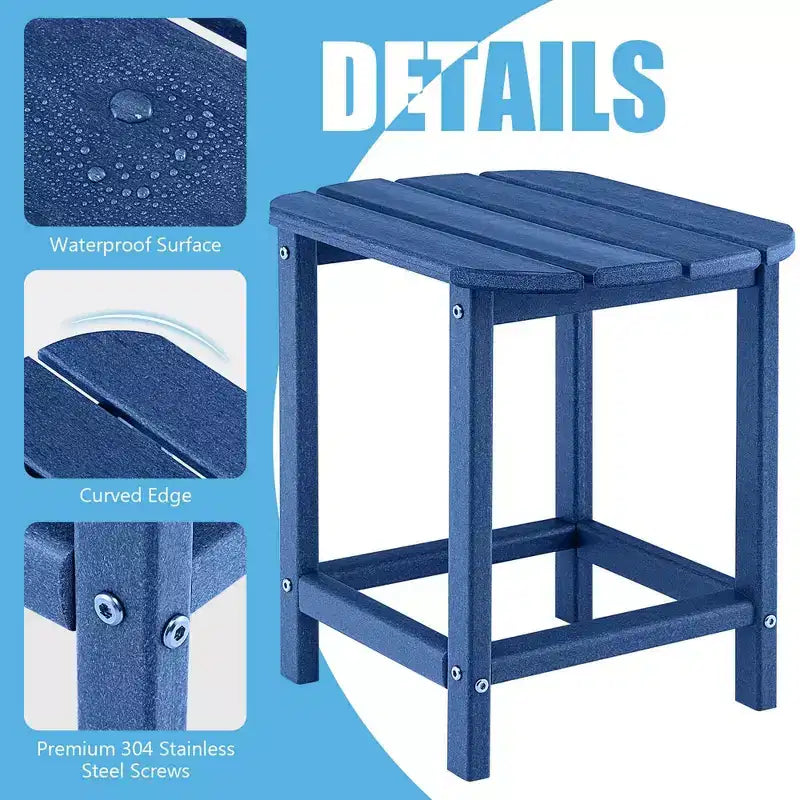 Costway Tavolino Adirondack da Giardino da 18" in HDPE Resistente alle Intemperie Grigio/Nero/Blu Scuro