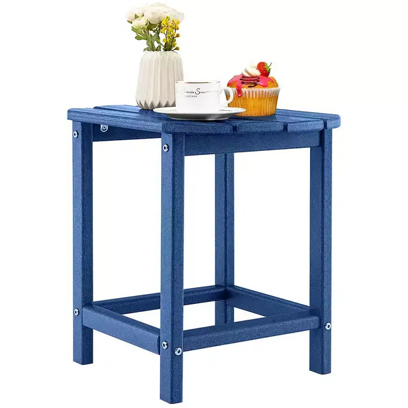 Costway Tavolino Adirondack da Giardino da 18" in HDPE Resistente alle Intemperie Grigio/Nero/Blu Scuro