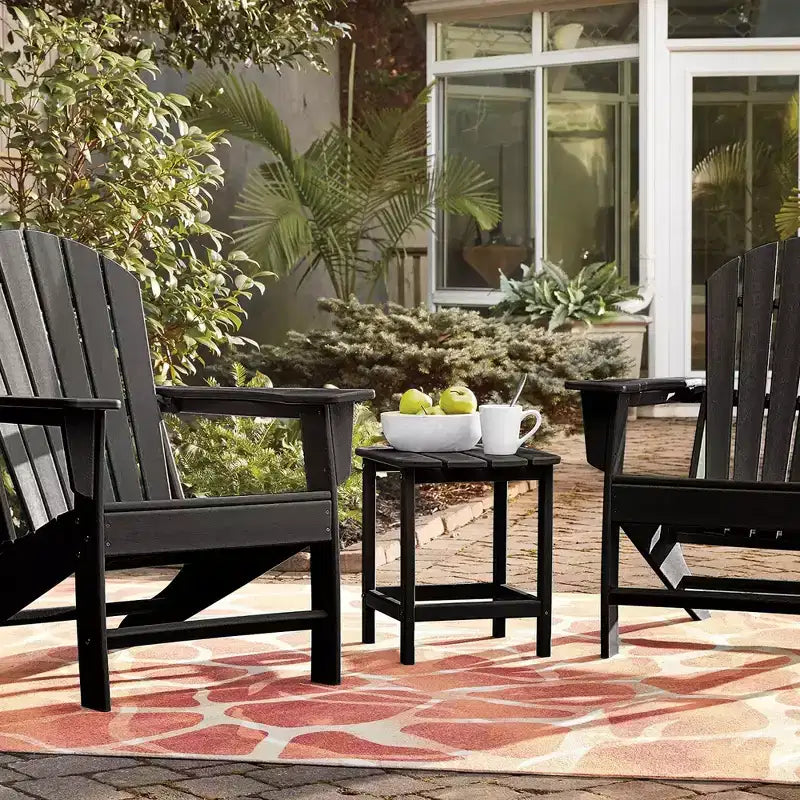 Costway Tavolino Adirondack da Giardino da 18" in HDPE Resistente alle Intemperie Grigio/Nero/Blu Scuro