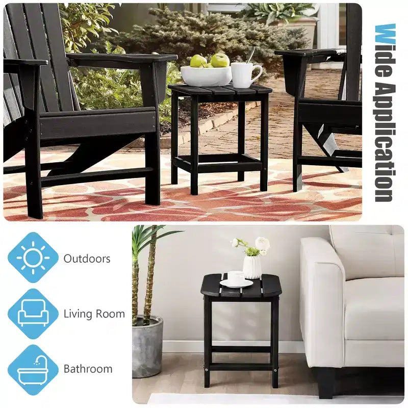 Costway Tavolino Adirondack da Giardino da 18" in HDPE Resistente alle Intemperie Grigio/Nero/Blu Scuro
