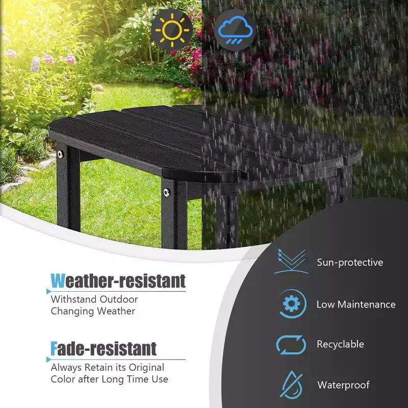 Costway Tavolino Adirondack da Giardino da 18" in HDPE Resistente alle Intemperie Grigio/Nero/Blu Scuro