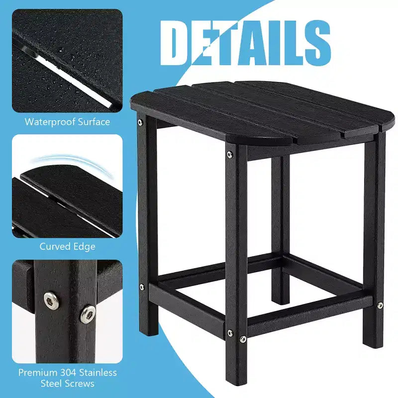 Costway Tavolino Adirondack da Giardino da 18" in HDPE Resistente alle Intemperie Grigio/Nero/Blu Scuro
