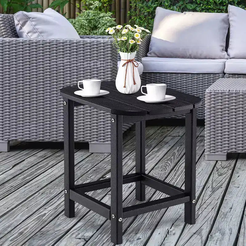 Costway 18'' Patio Adirondack Side Table Weather Resistant HDPE Garden Grey/Black/Navy