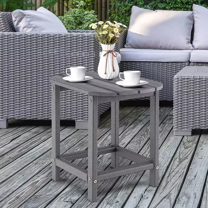 Costway Table d'appoint de Patio Adirondack 45 cm HDPE Résistant aux Intempéries Jardin Gris/Noir/Bleu Marine