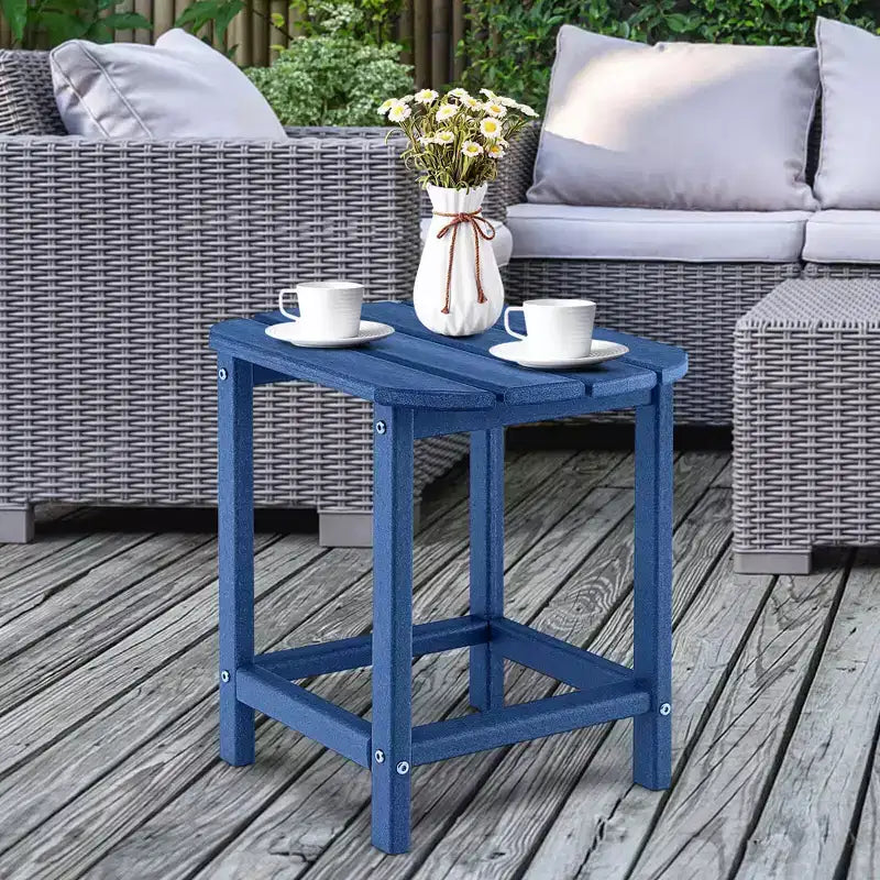 Costway Table d'appoint de Patio Adirondack 45 cm HDPE Résistant aux Intempéries Jardin Gris/Noir/Bleu Marine