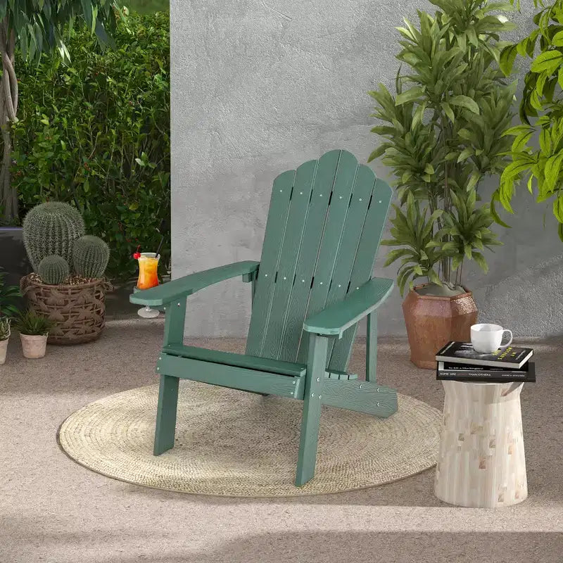 Sedia Adirondack da Patio Costway in HIPS con Portabicchiere Resistente alle Intemperie per Esterni 380 LBS Nero/Teak/Verde/Blu Navy/Rosso/Grigio/Bianco/Giallo