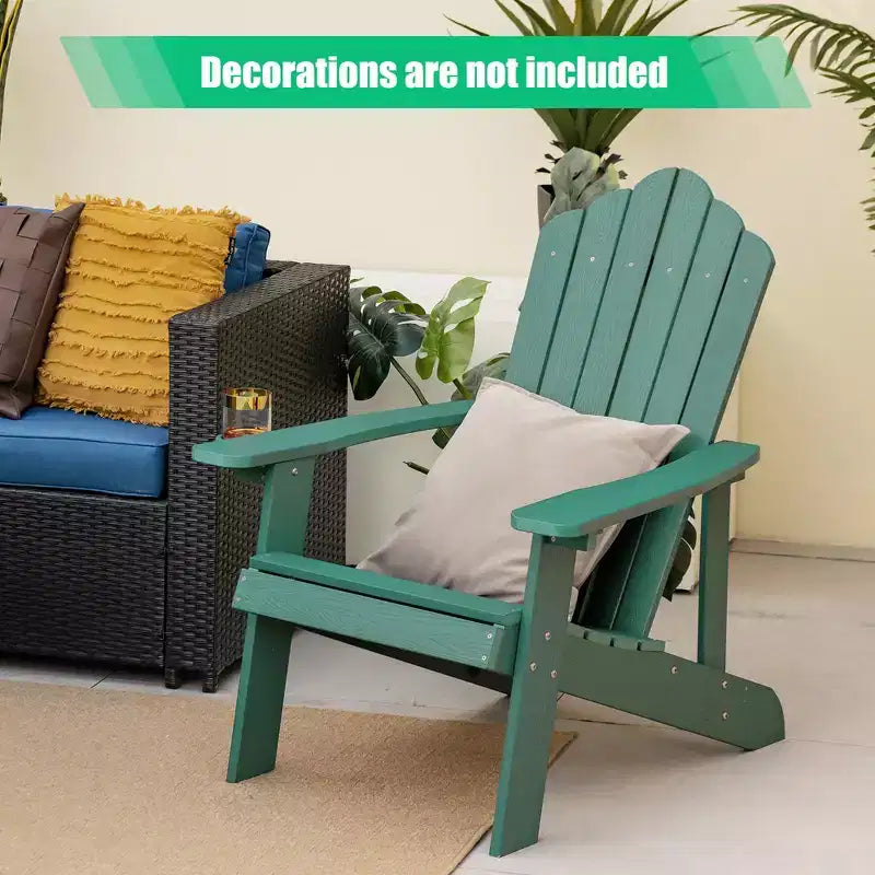 Sedia Adirondack da Patio Costway in HIPS con Portabicchiere Resistente alle Intemperie per Esterni 380 LBS Nero/Teak/Verde/Blu Navy/Rosso/Grigio/Bianco/Giallo