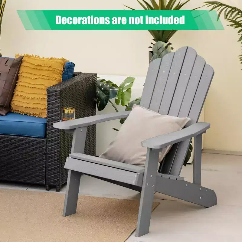 Sedia Adirondack da Patio Costway in HIPS con Portabicchiere Resistente alle Intemperie per Esterni 380 LBS Nero/Teak/Verde/Blu Navy/Rosso/Grigio/Bianco/Giallo