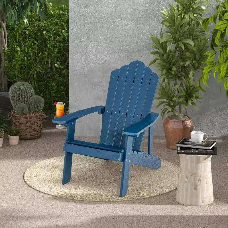 Sedia Adirondack da Patio Costway in HIPS con Portabicchiere Resistente alle Intemperie per Esterni 380 LBS Nero/Teak/Verde/Blu Navy/Rosso/Grigio/Bianco/Giallo