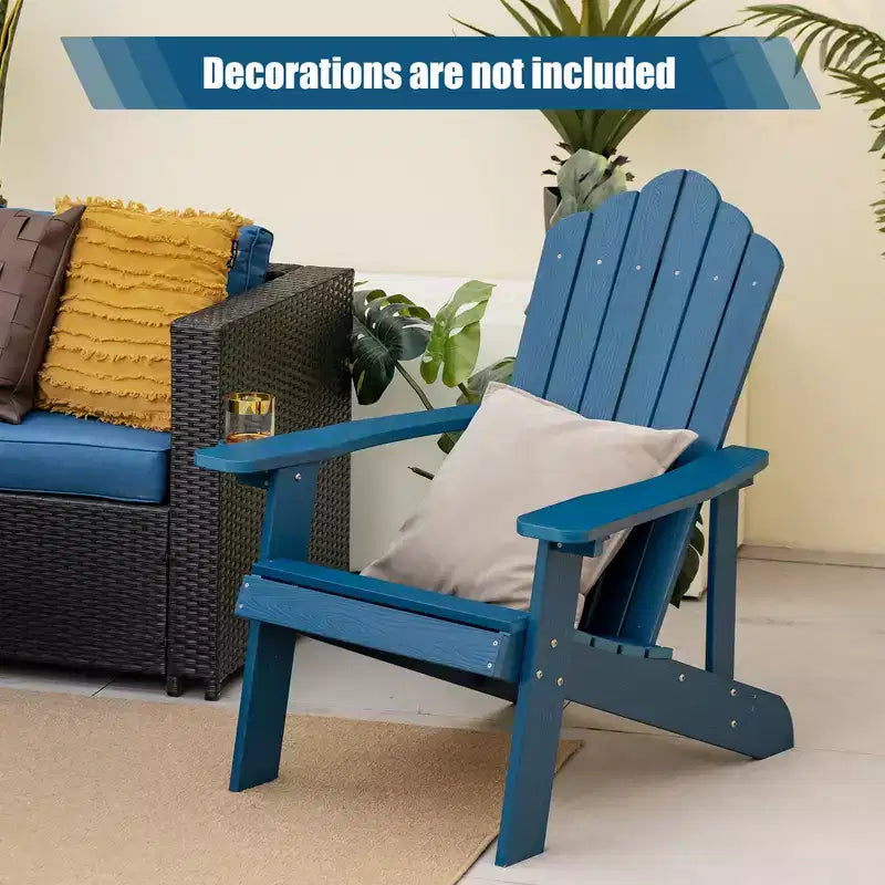 Sedia Adirondack da Patio Costway in HIPS con Portabicchiere Resistente alle Intemperie per Esterni 380 LBS Nero/Teak/Verde/Blu Navy/Rosso/Grigio/Bianco/Giallo
