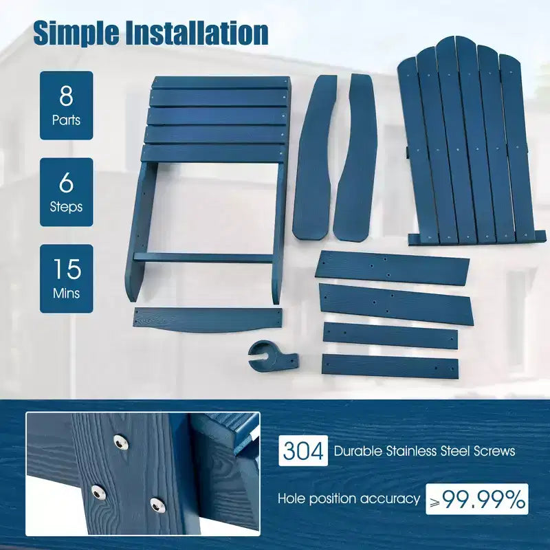 Sedia Adirondack da Patio Costway in HIPS con Portabicchiere Resistente alle Intemperie per Esterni 380 LBS Nero/Teak/Verde/Blu Navy/Rosso/Grigio/Bianco/Giallo