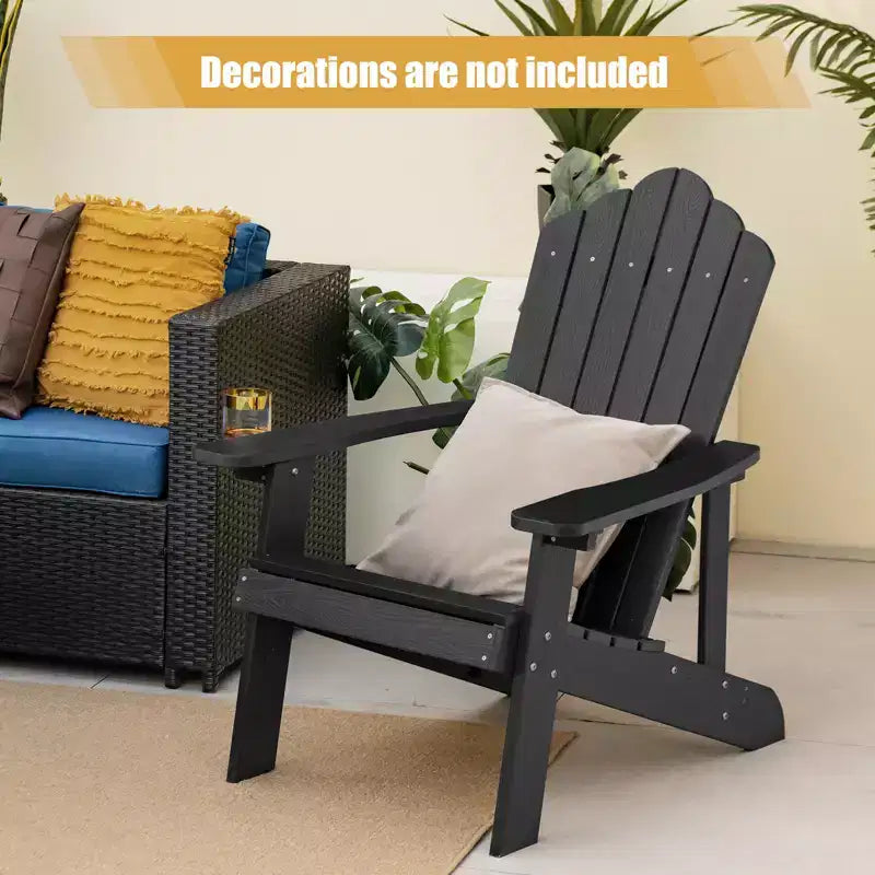 Sedia Adirondack da Patio Costway in HIPS con Portabicchiere Resistente alle Intemperie per Esterni 380 LBS Nero/Teak/Verde/Blu Navy/Rosso/Grigio/Bianco/Giallo