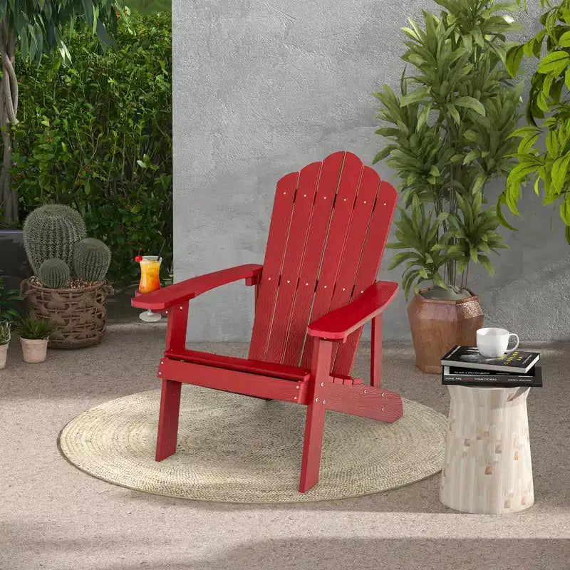 Sedia Adirondack da Patio Costway in HIPS con Portabicchiere Resistente alle Intemperie per Esterni 380 LBS Nero/Teak/Verde/Blu Navy/Rosso/Grigio/Bianco/Giallo