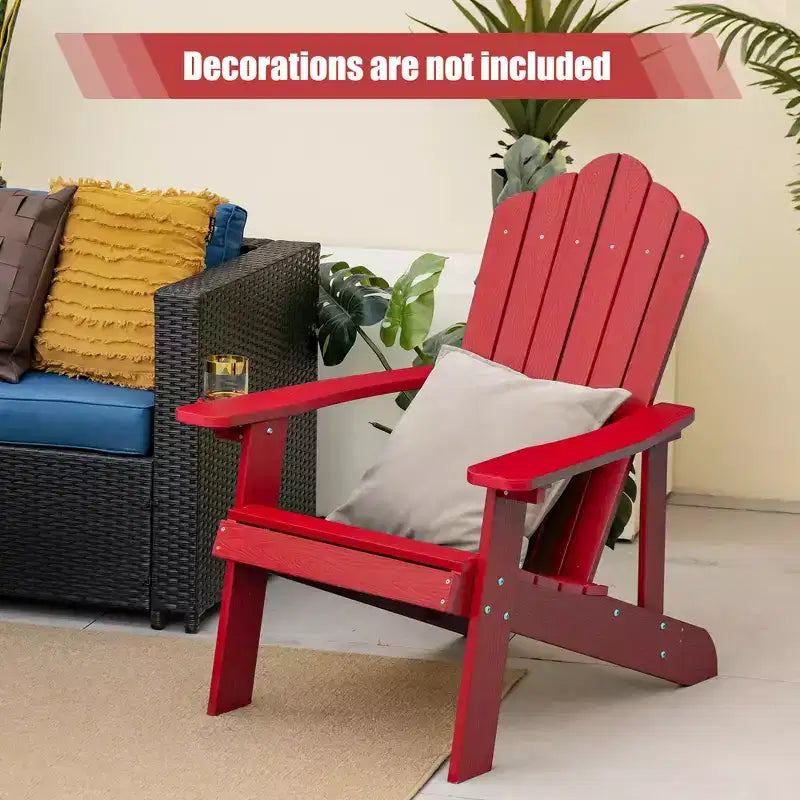 Sedia Adirondack da Patio Costway in HIPS con Portabicchiere Resistente alle Intemperie per Esterni 380 LBS Nero/Teak/Verde/Blu Navy/Rosso/Grigio/Bianco/Giallo