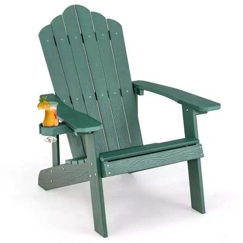 Costway Chaise Adirondack HIPS avec Porte-gobelet Résistante aux Intempéries 380 LBS pour Patio Extérieur Noir/Teck/Vert/Marine/Rouge/Gris/Blanc/Jaune