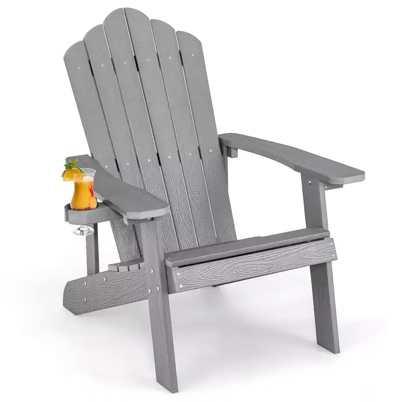 Costway Chaise Adirondack HIPS avec Porte-gobelet Résistante aux Intempéries 380 LBS pour Patio Extérieur Noir/Teck/Vert/Marine/Rouge/Gris/Blanc/Jaune