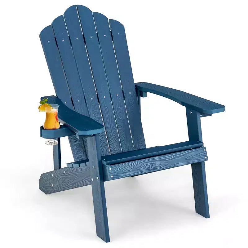 Costway Chaise Adirondack HIPS avec Porte-gobelet Résistante aux Intempéries 380 LBS pour Patio Extérieur Noir/Teck/Vert/Marine/Rouge/Gris/Blanc/Jaune