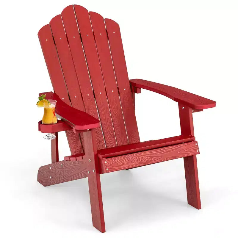 Costway Chaise Adirondack HIPS avec Porte-gobelet Résistante aux Intempéries 380 LBS pour Patio Extérieur Noir/Teck/Vert/Marine/Rouge/Gris/Blanc/Jaune