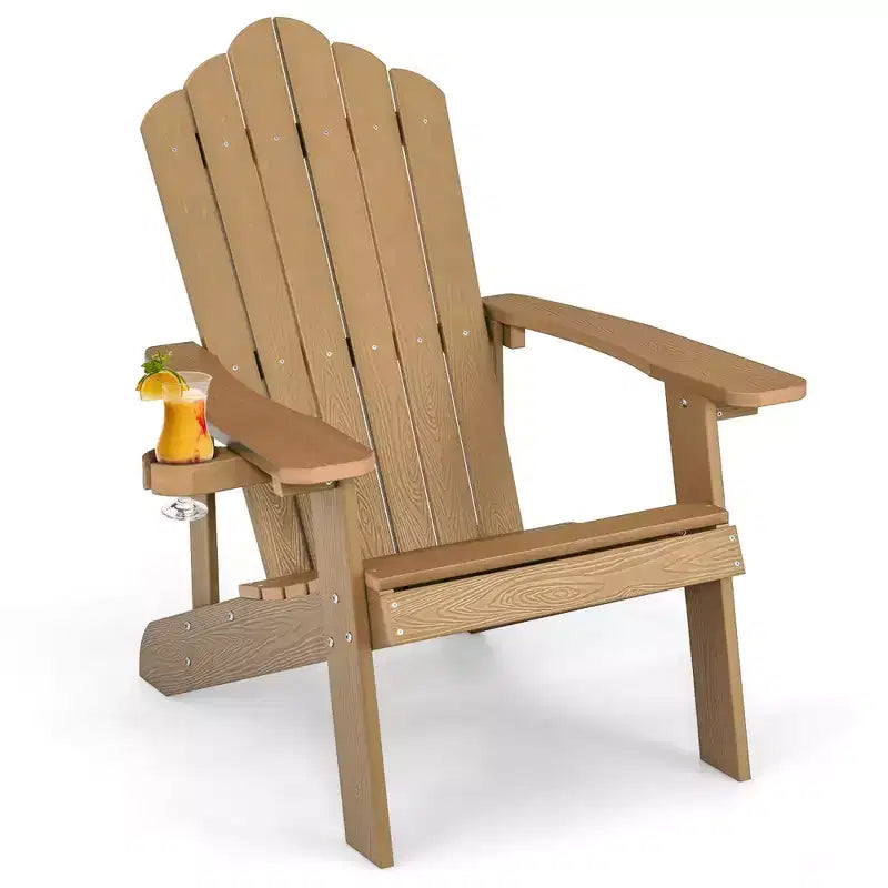Costway Chaise Adirondack HIPS avec Porte-gobelet Résistante aux Intempéries 380 LBS pour Patio Extérieur Noir/Teck/Vert/Marine/Rouge/Gris/Blanc/Jaune