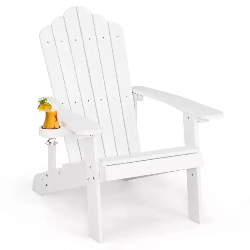 Costway Chaise Adirondack HIPS avec Porte-gobelet Résistante aux Intempéries 380 LBS pour Patio Extérieur Noir/Teck/Vert/Marine/Rouge/Gris/Blanc/Jaune
