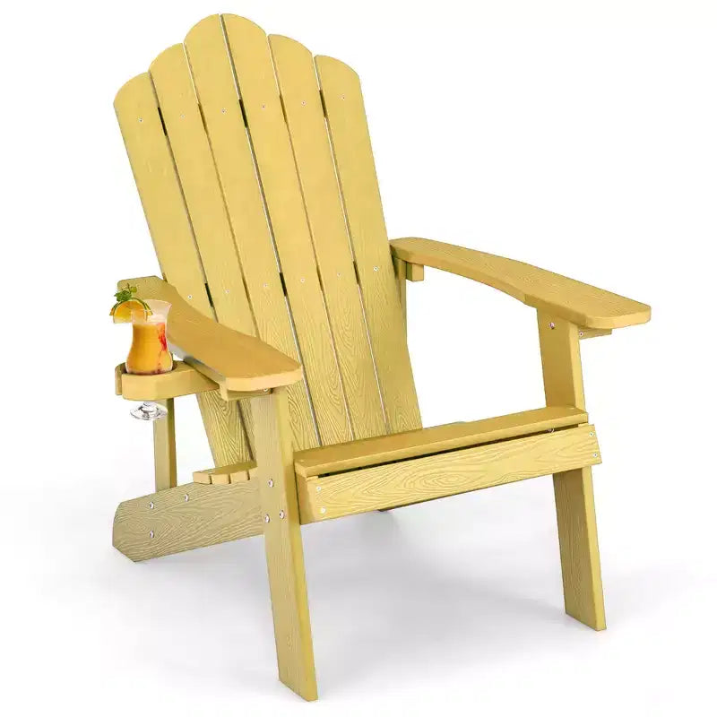 Costway Chaise Adirondack HIPS avec Porte-gobelet Résistante aux Intempéries 380 LBS pour Patio Extérieur Noir/Teck/Vert/Marine/Rouge/Gris/Blanc/Jaune