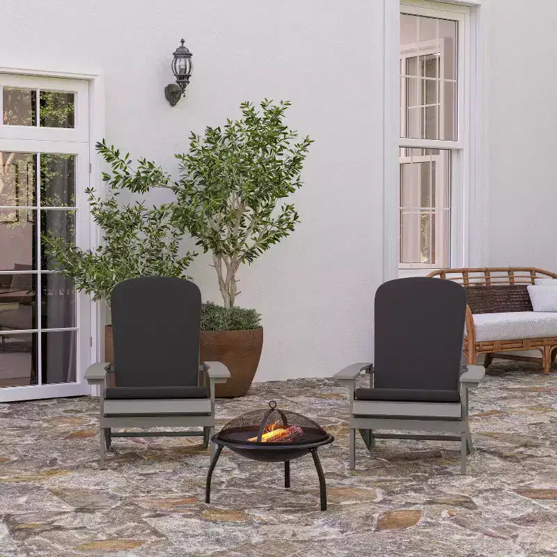 Merrick Lane, set di 2 sedie da patio Adirondack resistenti alle intemperie con schienale a traliccio verticale e cuscini in schiuma comfort