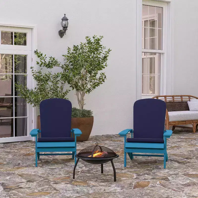 Merrick Lane, set di 2 sedie da patio Adirondack resistenti alle intemperie con schienale a traliccio verticale e cuscini in schiuma comfort