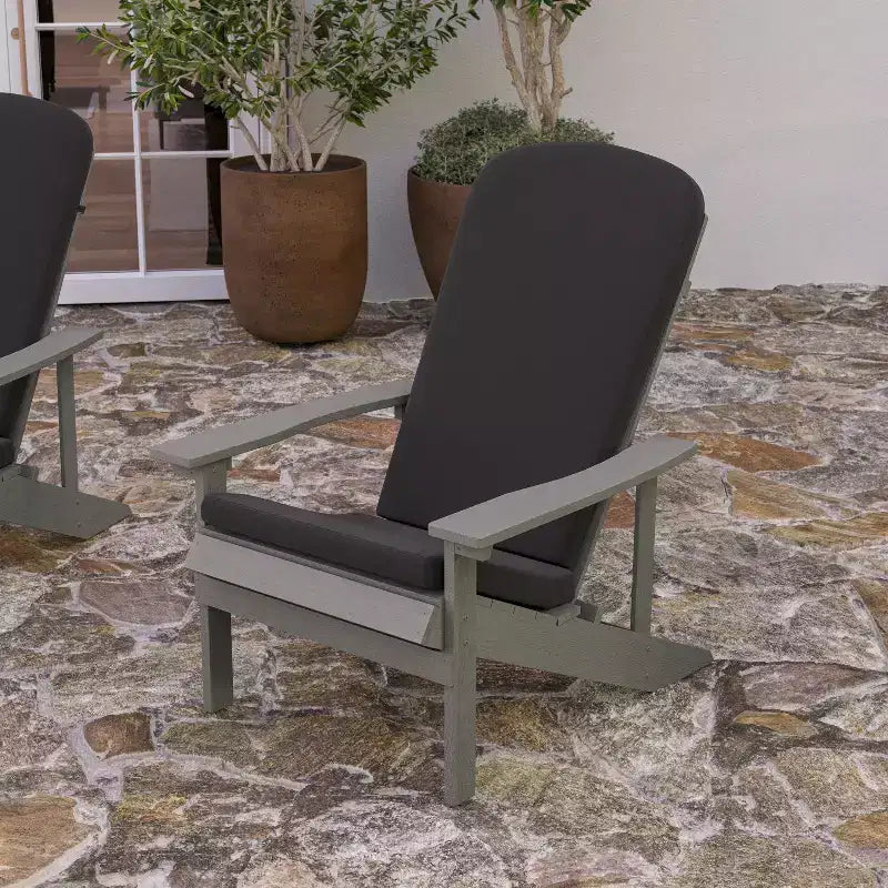Merrick Lane, set di 2 sedie da patio Adirondack resistenti alle intemperie con schienale a traliccio verticale e cuscini in schiuma comfort