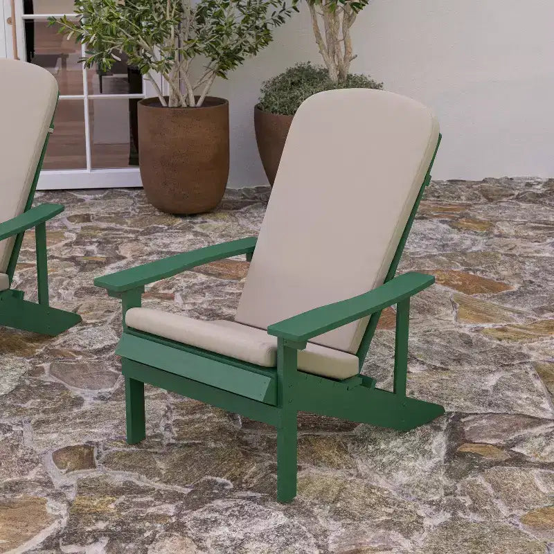 Merrick Lane, set di 2 sedie da patio Adirondack resistenti alle intemperie con schienale a traliccio verticale e cuscini in schiuma comfort