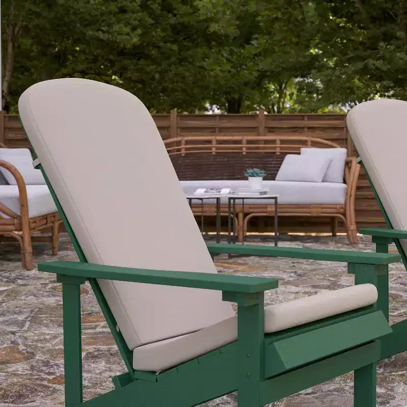 Merrick Lane, set di 2 sedie da patio Adirondack resistenti alle intemperie con schienale a traliccio verticale e cuscini in schiuma comfort