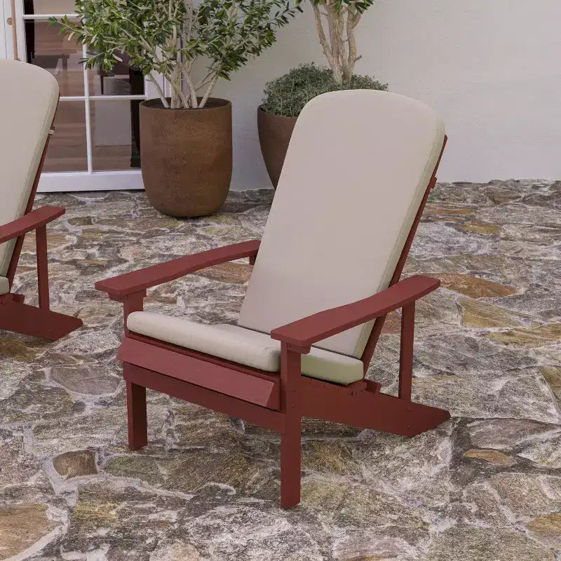 Merrick Lane, set di 2 sedie da patio Adirondack resistenti alle intemperie con schienale a traliccio verticale e cuscini in schiuma comfort