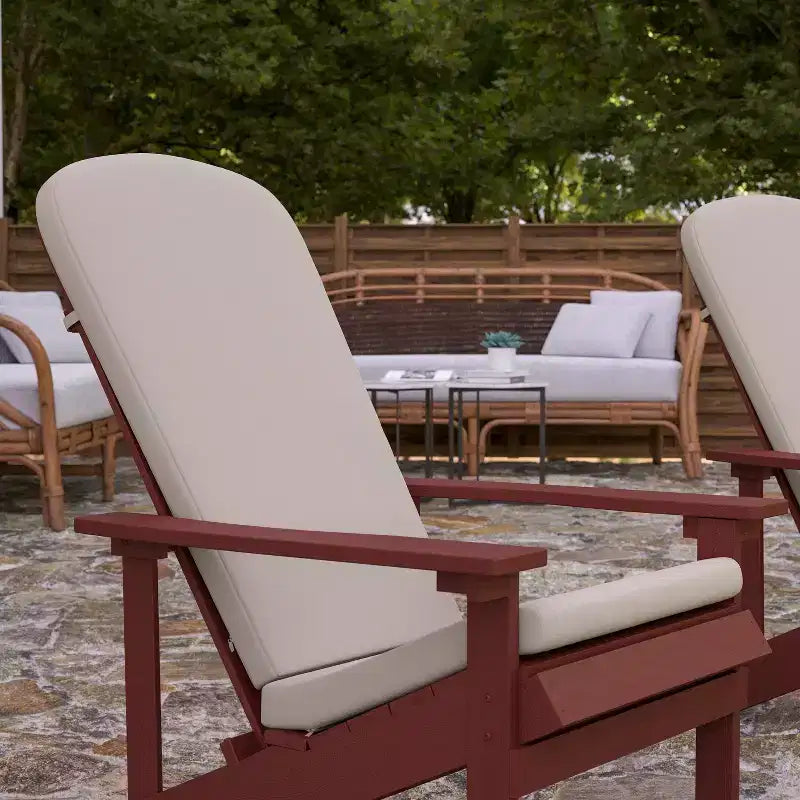 Merrick Lane, set di 2 sedie da patio Adirondack resistenti alle intemperie con schienale a traliccio verticale e cuscini in schiuma comfort